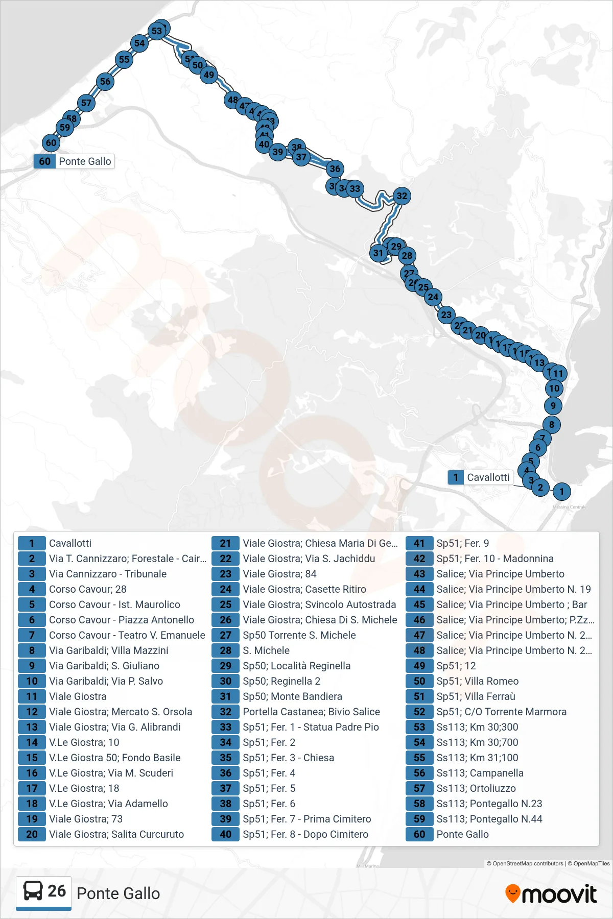 Linea 26 bus (Ponte Gallo) - Percorsi e fermate sulla mappa