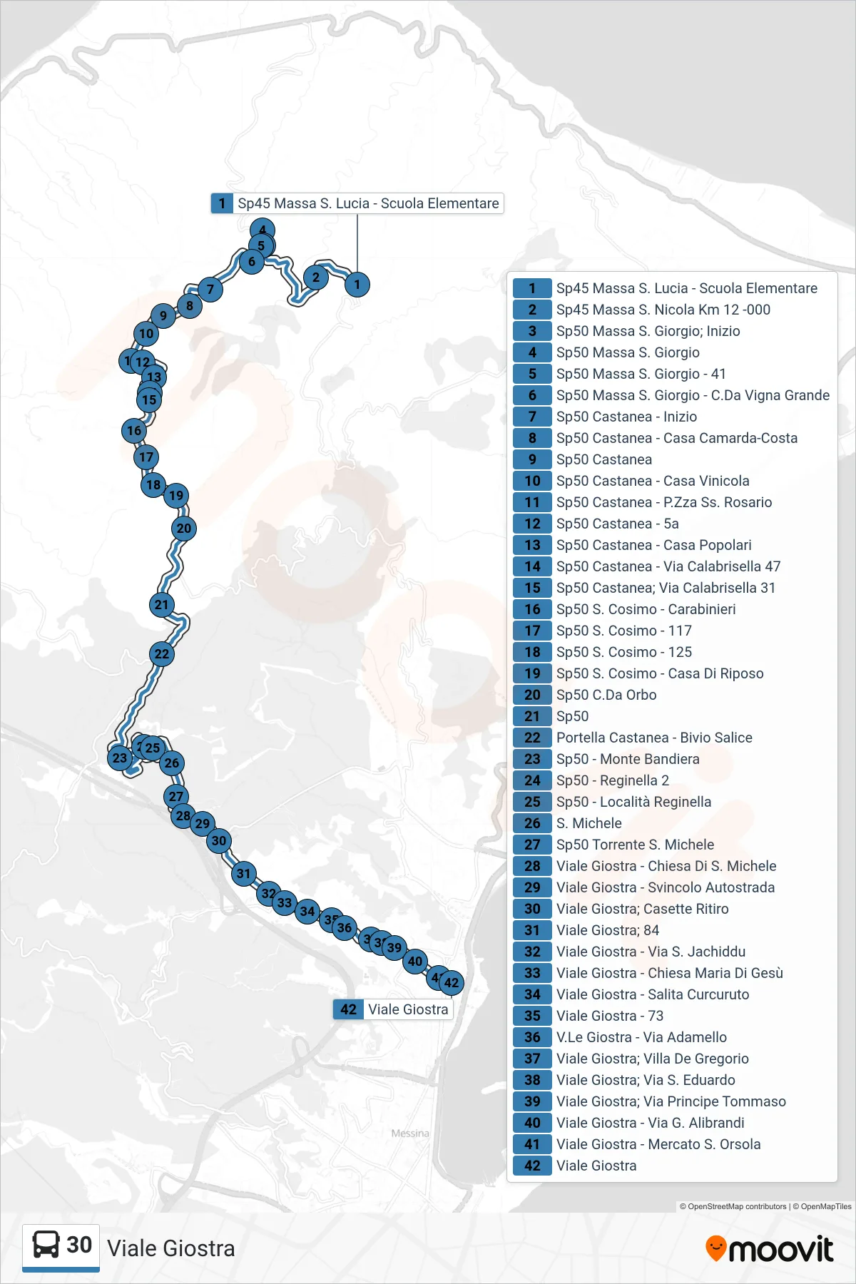 Linea 30  bus (Viale Giostra) - Percorsi e fermate sulla mappa