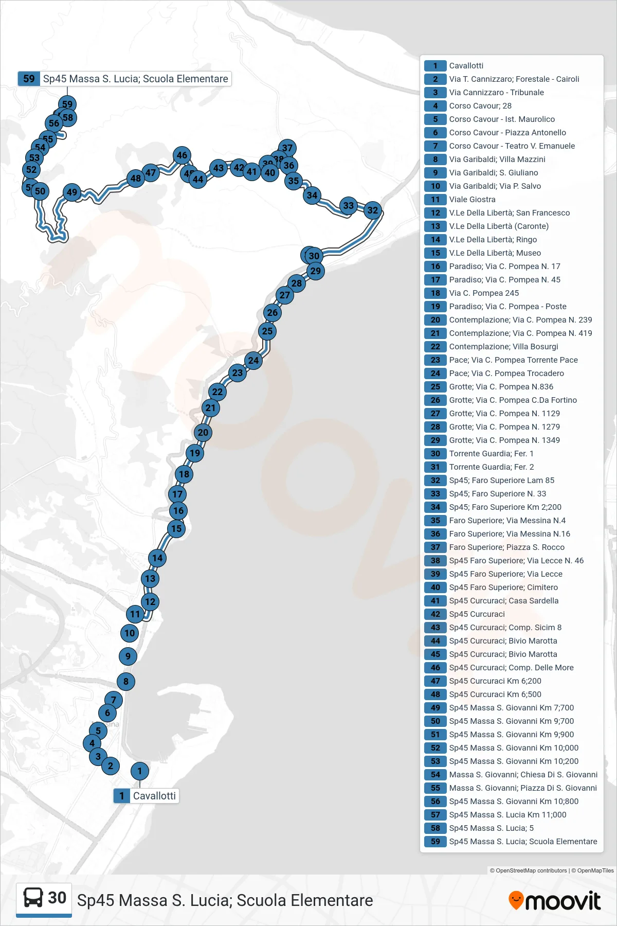 Linea 30 bus (Sp45 Massa S. Lucia; Scuola Elementare) - Percorsi e fermate sulla mappa