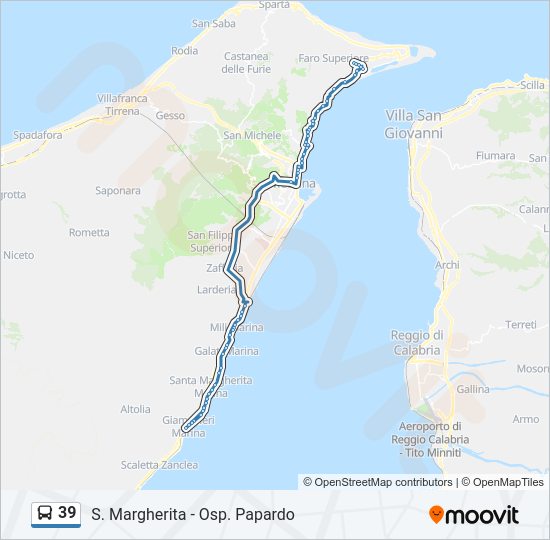 Percorso linea bus 39