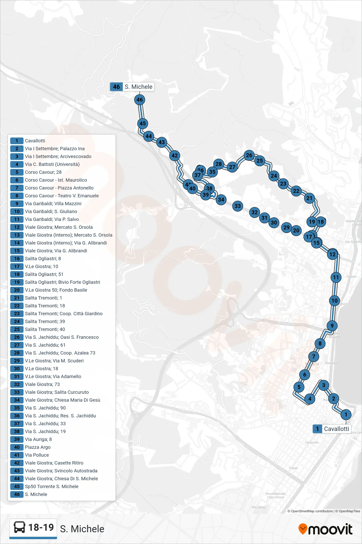 Linea 18-19  bus (S. Michele) - Percorsi e fermate sulla mappa