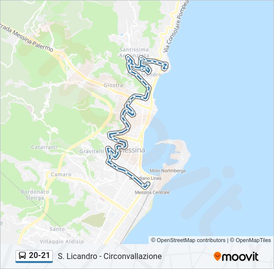 Percorso linea bus 20-21