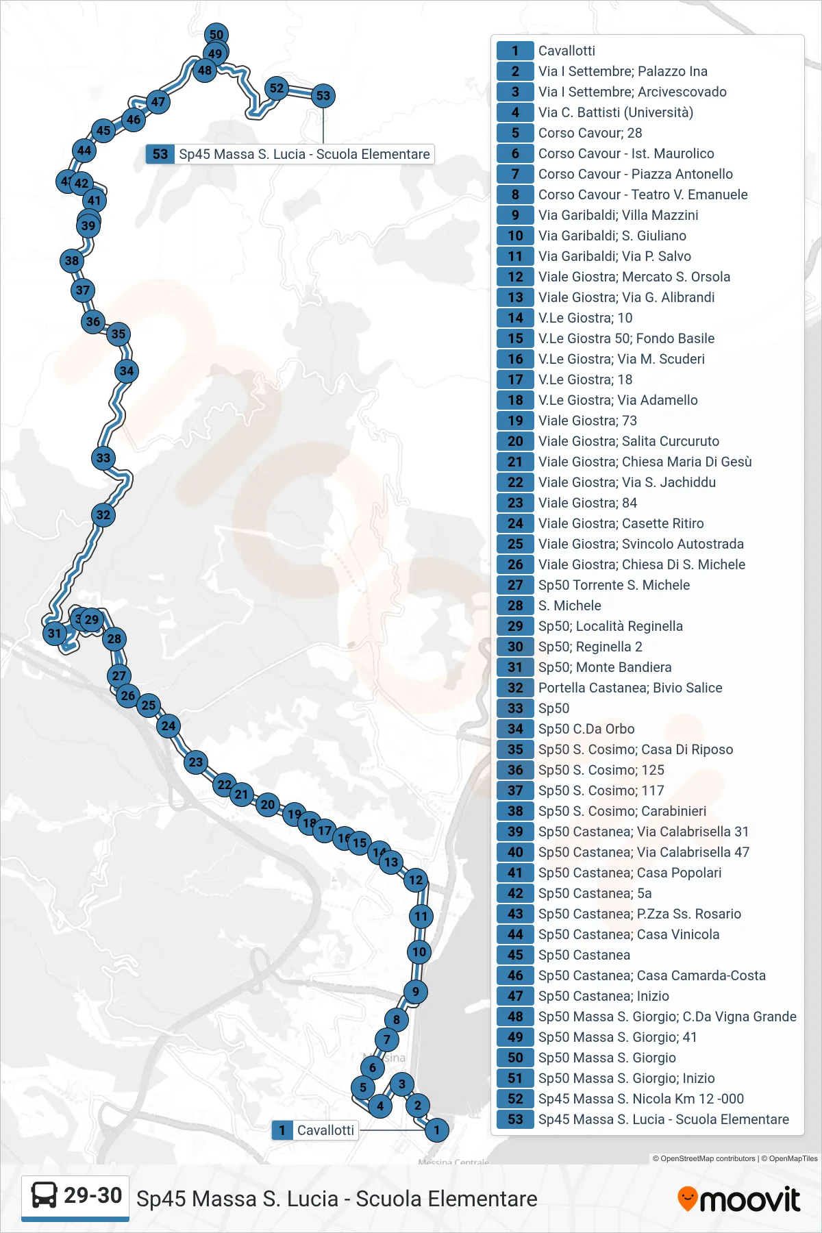 Linea 29-30  bus (Sp45 Massa S. Lucia - Scuola Elementare) - Percorsi e fermate sulla mappa
