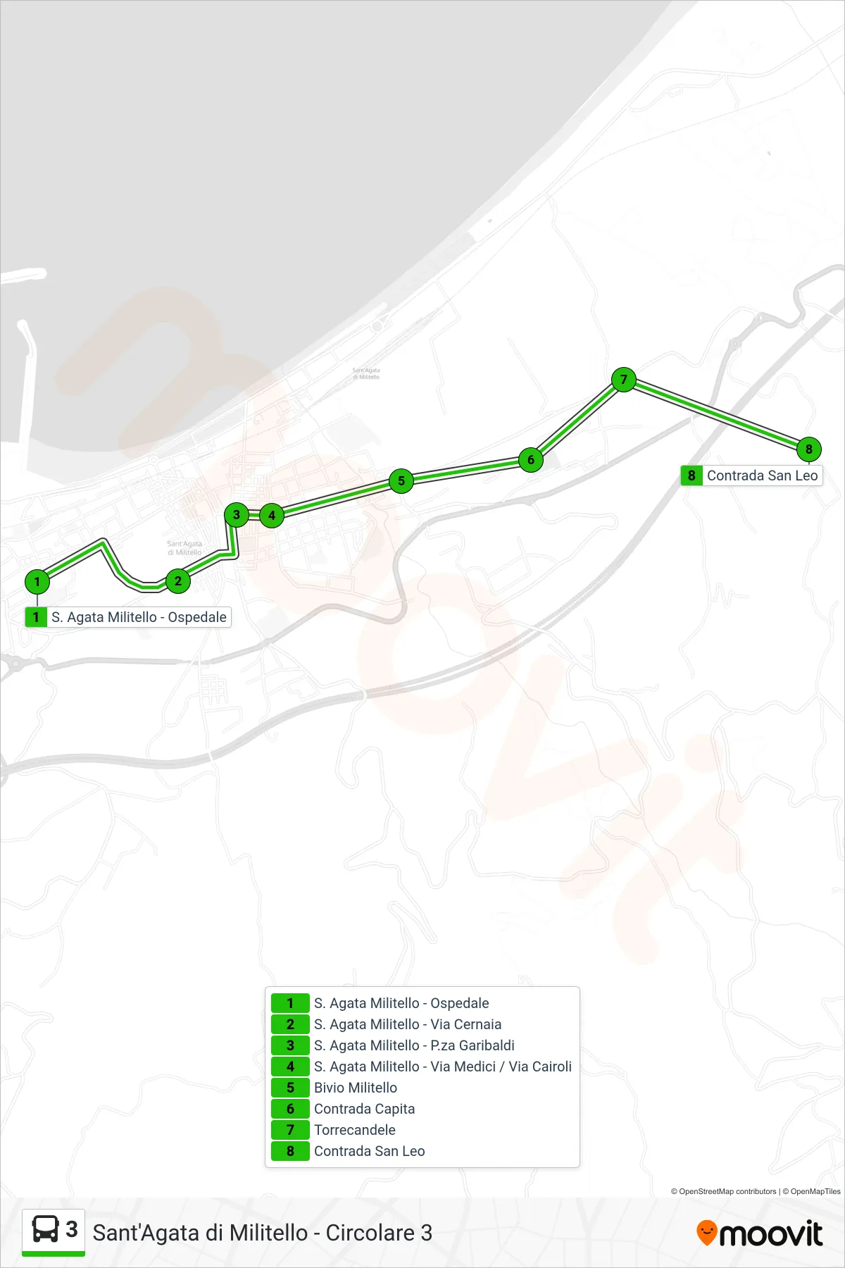 Linea 3  bus (San Leo) - Percorsi e fermate sulla mappa