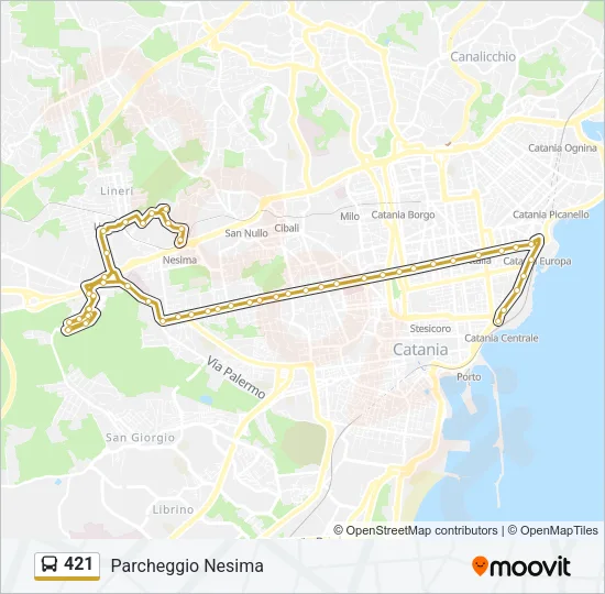Percorso linea bus 421