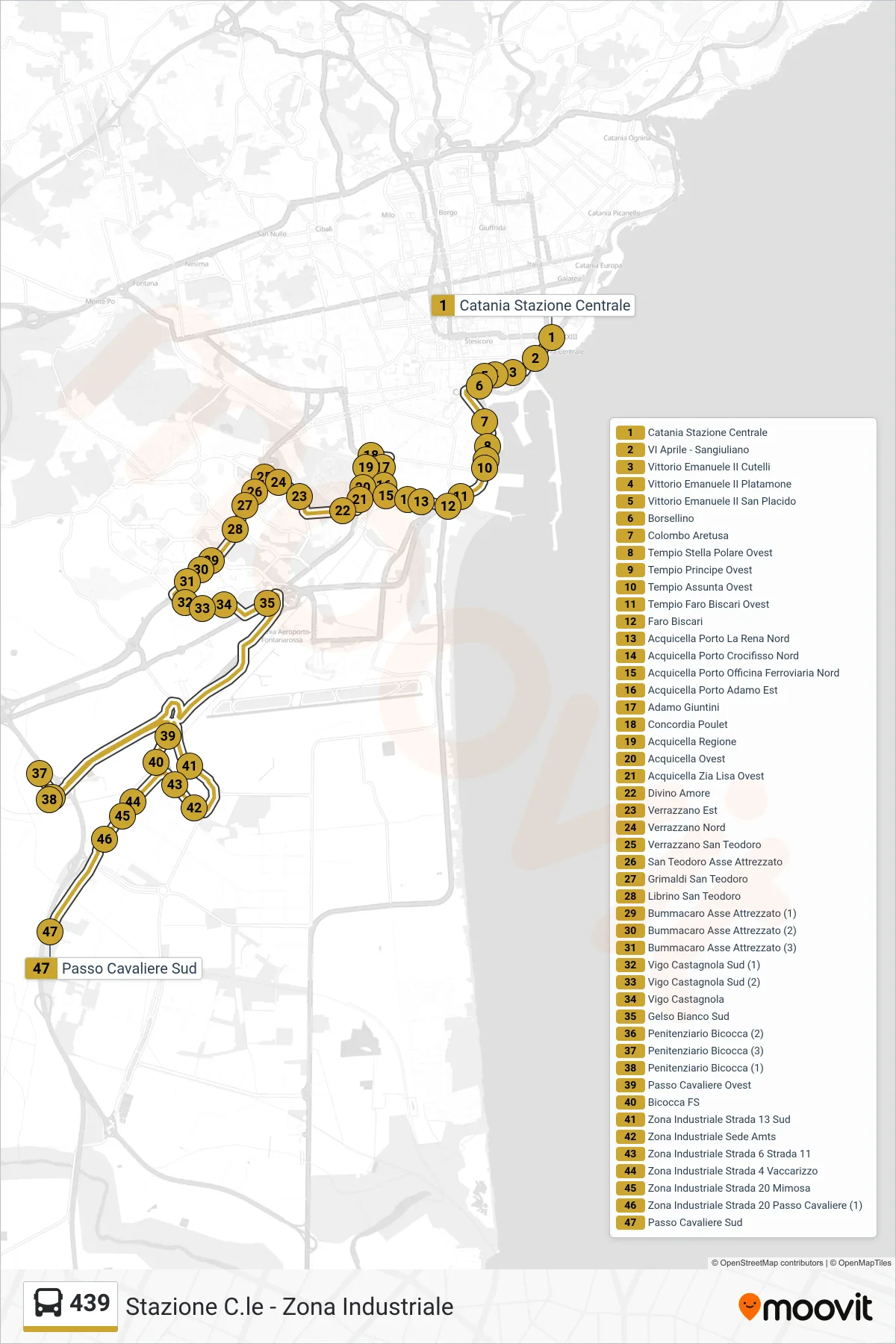 Linea 439  bus (Passo Cavaliere Sud) - Percorsi e fermate sulla mappa