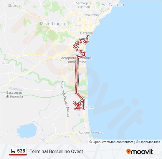 Percorso linea bus 538