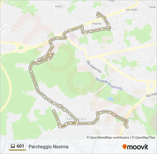 601 Bus Line Map