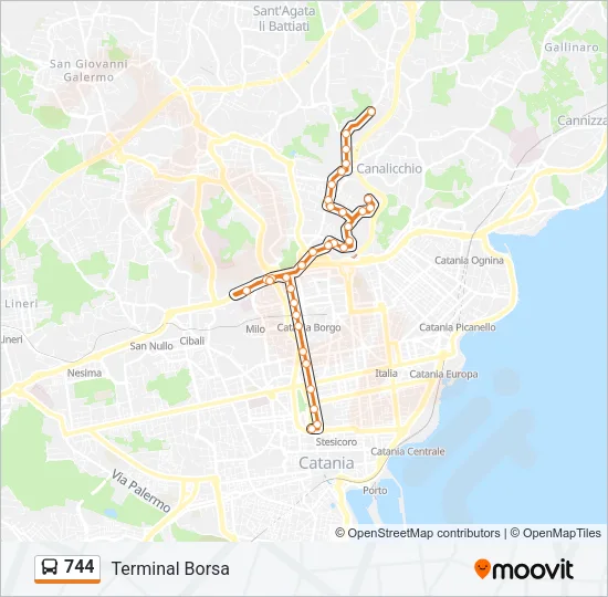 744 Bus Line Map
