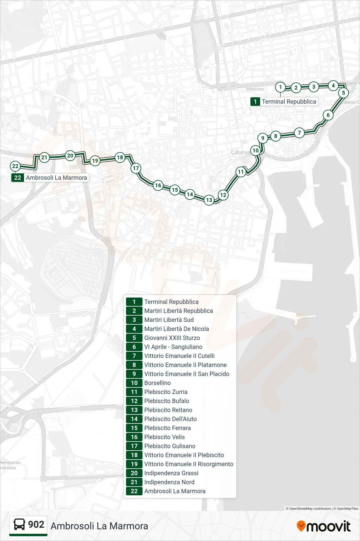 Linea 902 bus (Ambrosoli La Marmora) - Percorsi e fermate sulla mappa