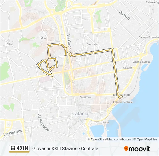 431N Bus Line Map