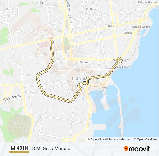 431N Bus Line Map