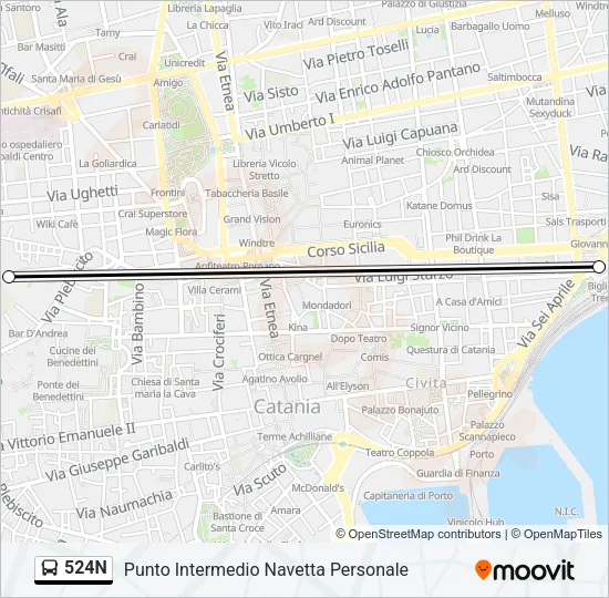 524N Bus Line Map