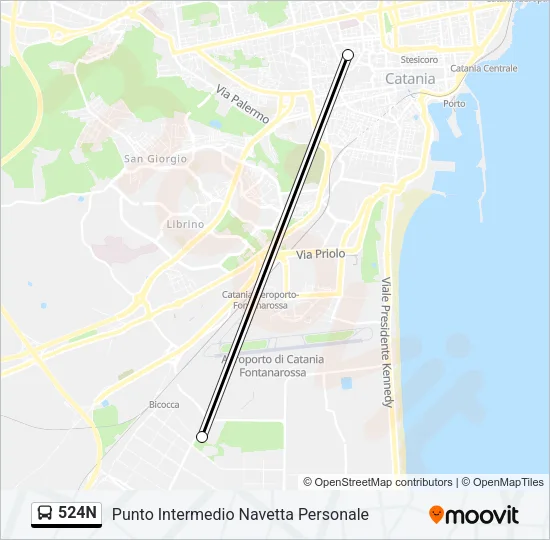 524N Bus Line Map