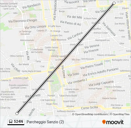524N Bus Line Map