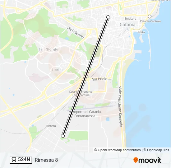 524N Bus Line Map