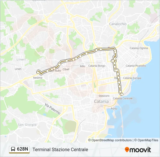 628N Bus Line Map