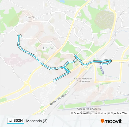 802N Bus Line Map