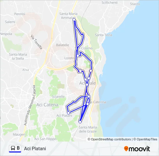 B Bus Line Map