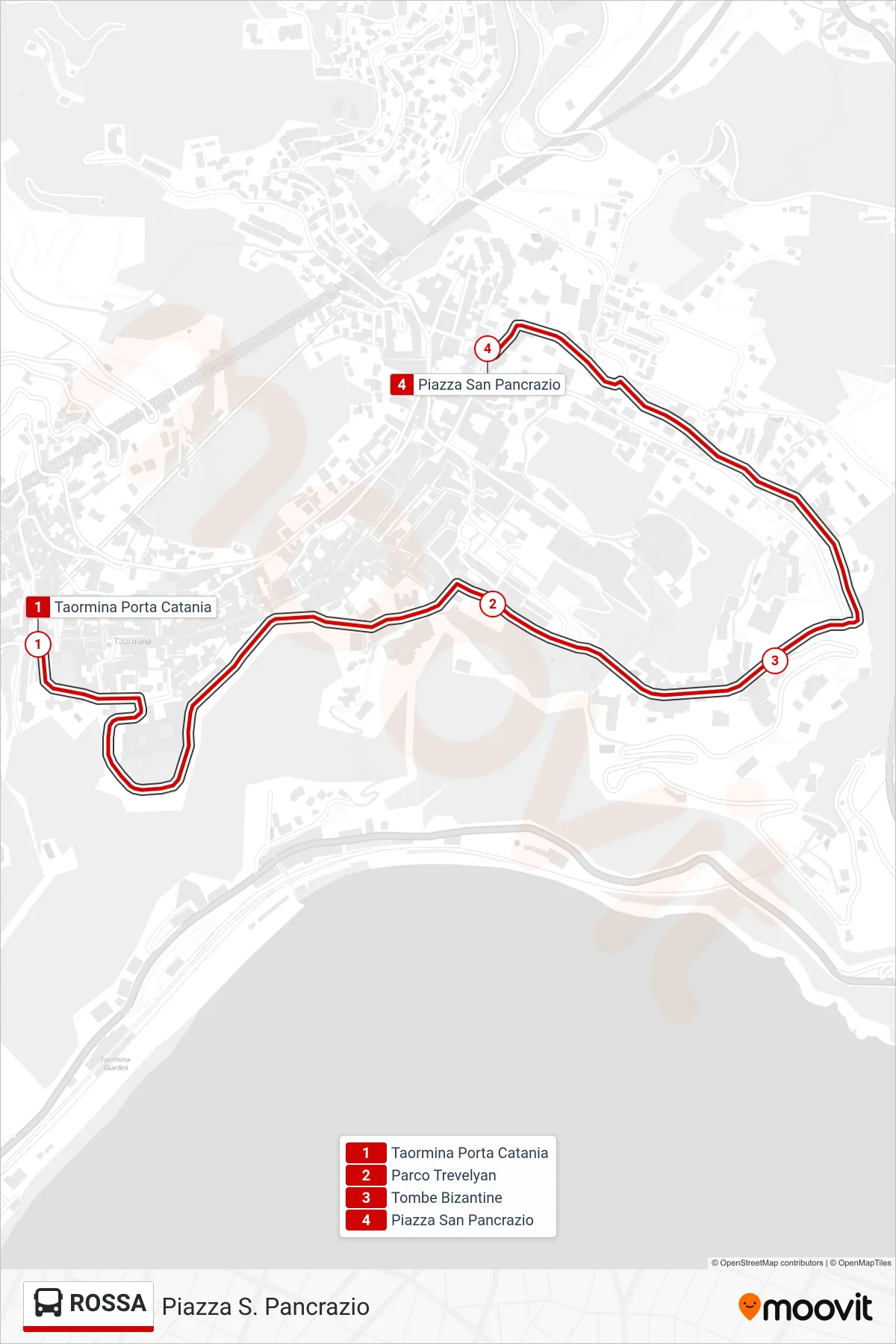 Linea ROSSA bus (Piazza S. Pancrazio) - Percorsi e fermate sulla mappa