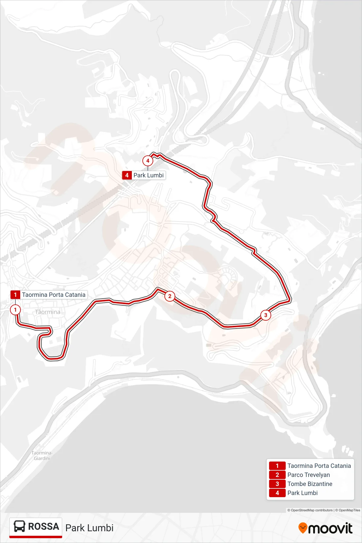 Linea ROSSA bus (Park Lumbi) - Percorsi e fermate sulla mappa