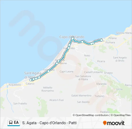 Percorso linea bus EA