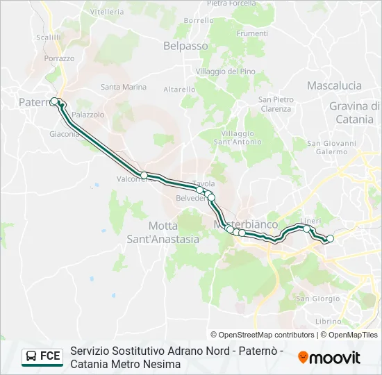 Percorso linea bus FCE