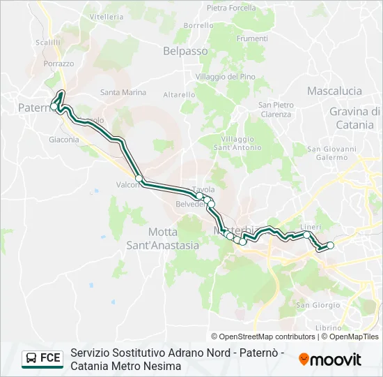 Percorso linea bus FCE