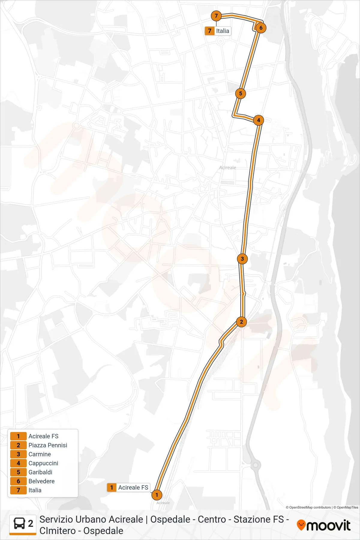 Linea 2 bus (Corso Italia) - Percorsi e fermate sulla mappa