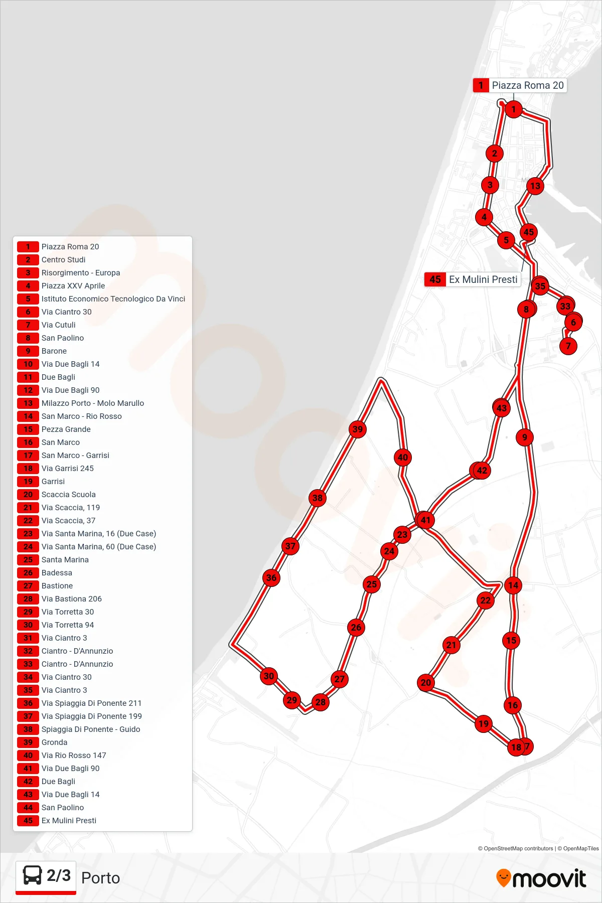 Linea 2/3 bus (Porto) - Percorsi e fermate sulla mappa