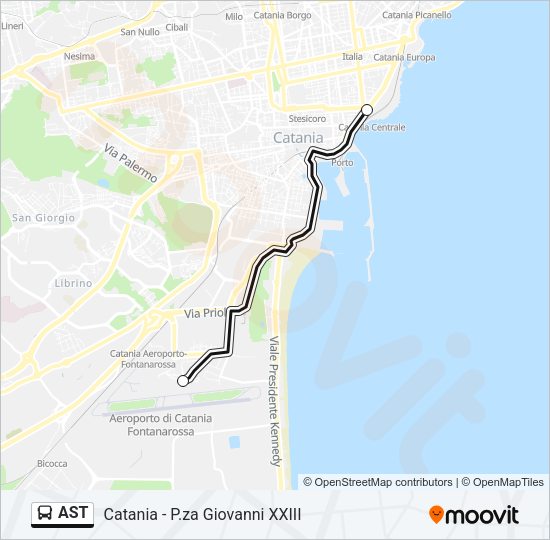 Percorso linea bus AST