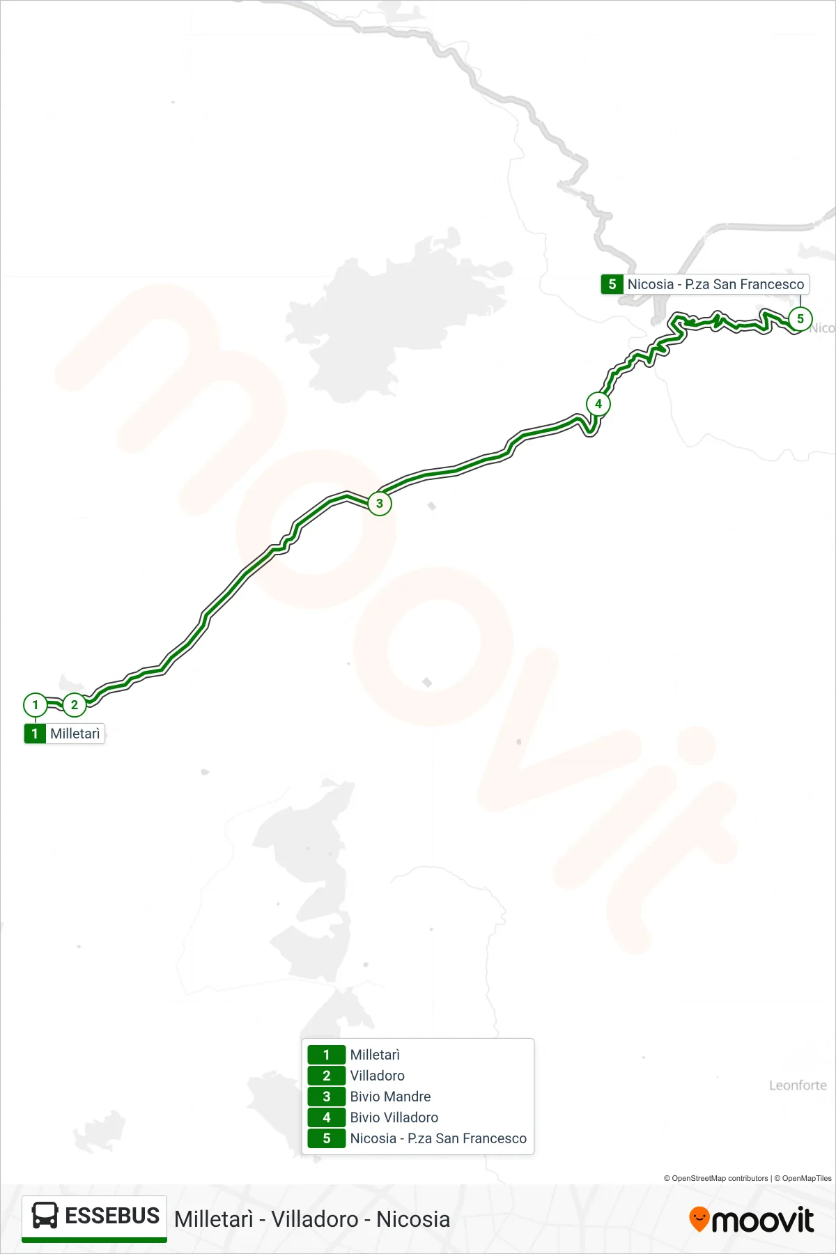 Linea ESSEBUS bus (Nicosia) - Percorsi e fermate sulla mappa