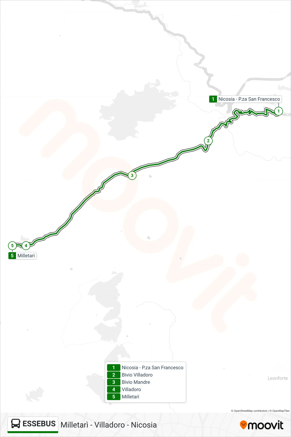 Linea ESSEBUS bus (Milletarì) - Percorsi e fermate sulla mappa