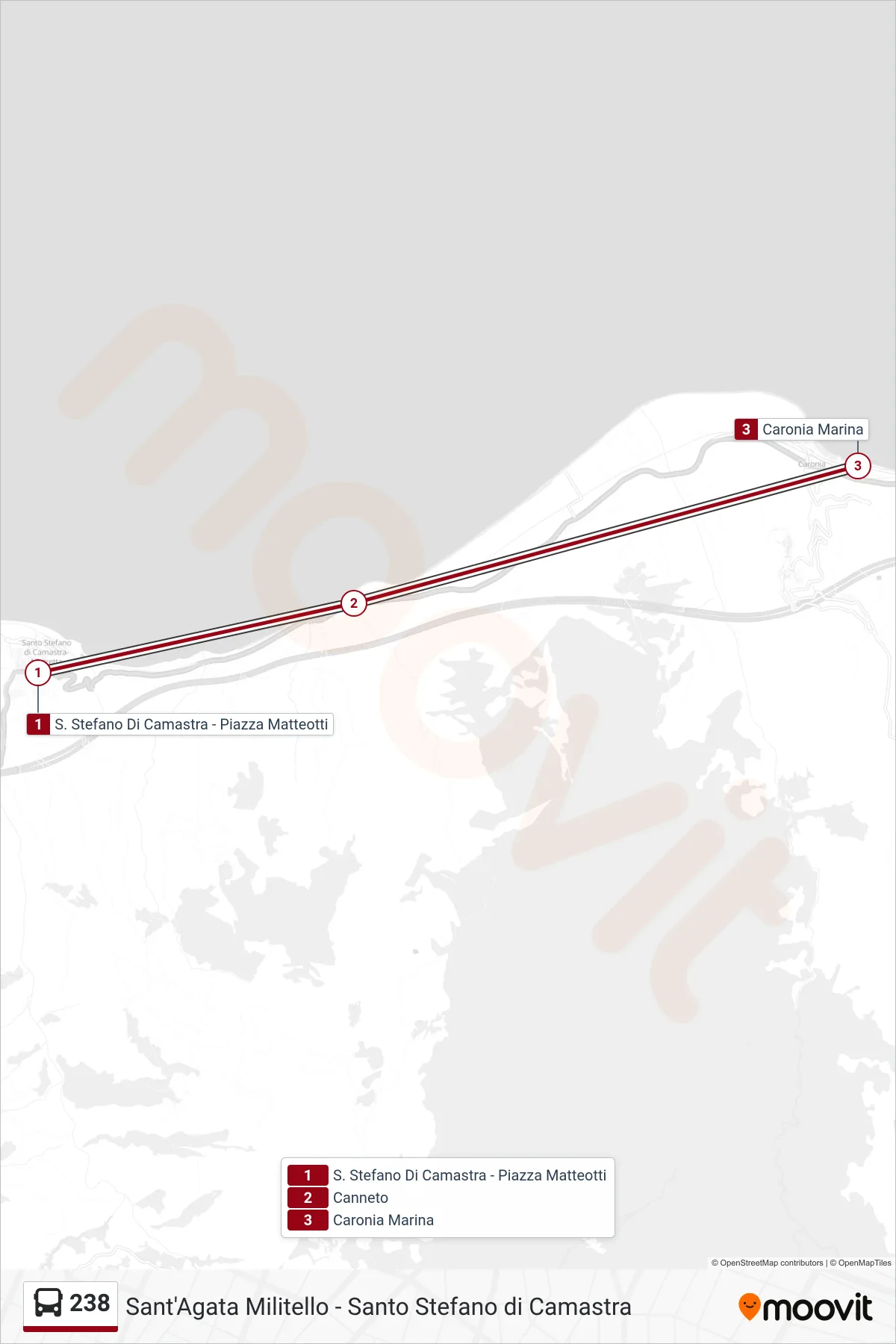 Linea 238  bus (Caronia) - Percorsi e fermate sulla mappa