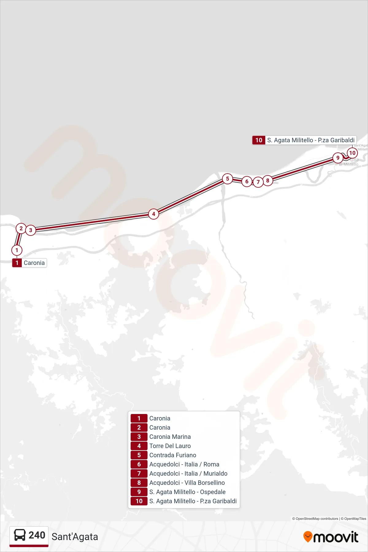 Linea 240  bus (Sant'Agata) - Percorsi e fermate sulla mappa