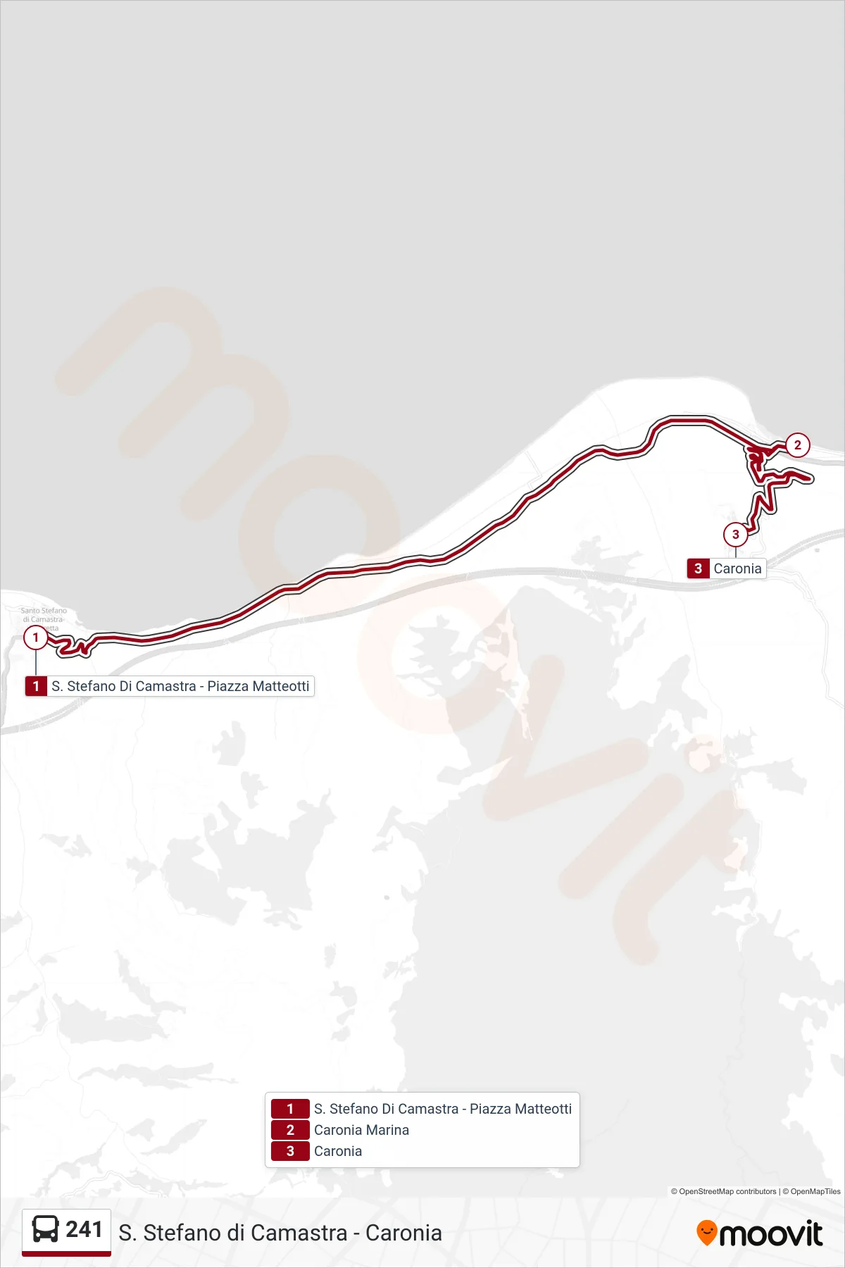 Linea 241 bus (Caronia) - Percorsi e fermate sulla mappa