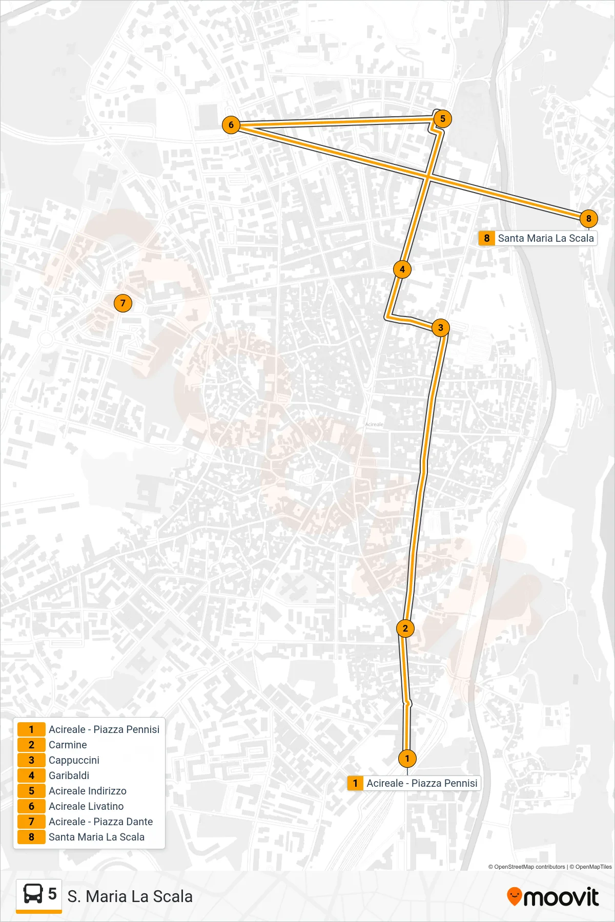 Linea 5  bus (S. Maria La Scala) - Percorsi e fermate sulla mappa