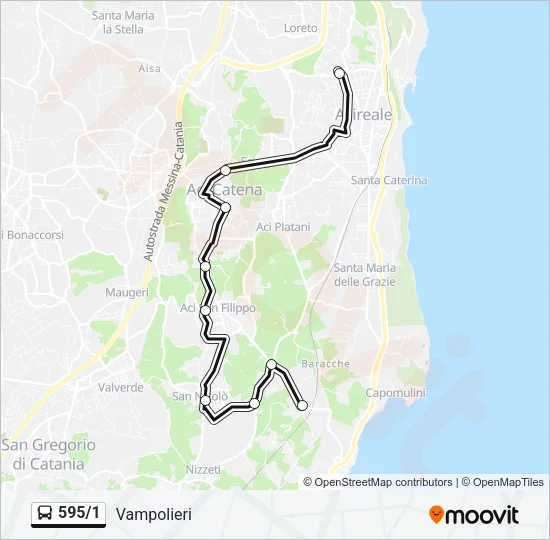 595/1 Bus Line Map