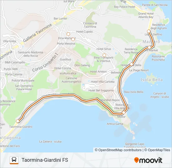 Percorso linea bus TAO-LINK