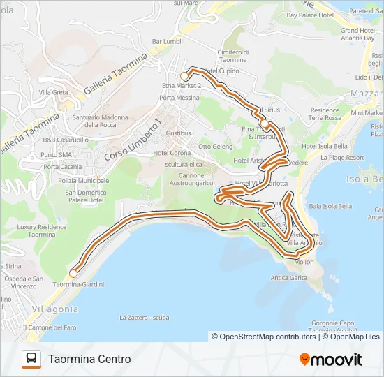 Percorso linea bus TAO-LINK