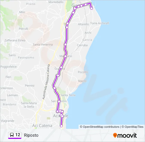 Percorso linea bus 12