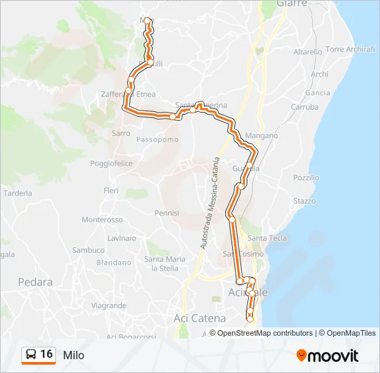 Percorso linea bus 16