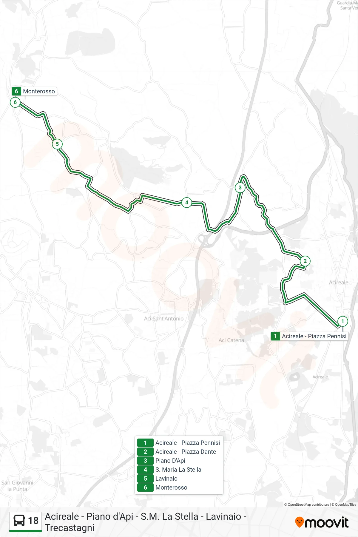 Linea 18 bus (Monterosso) - Percorsi e fermate sulla mappa