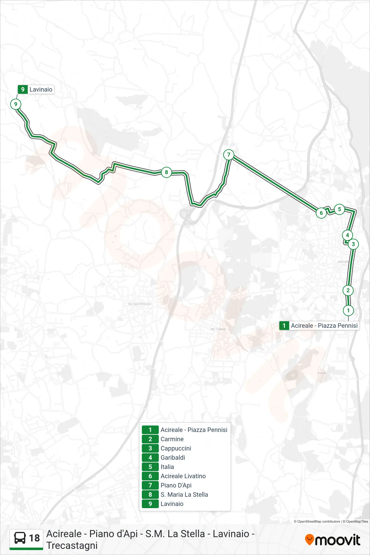 Linea 18 bus (Lavinaio) - Percorsi e fermate sulla mappa