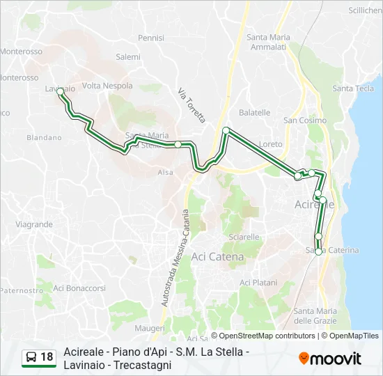 Percorso linea bus 18