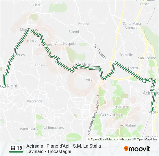 Percorso linea bus 18