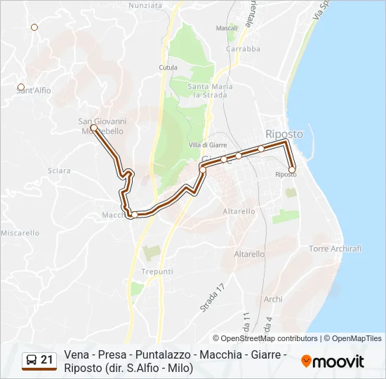 Percorso linea bus 21