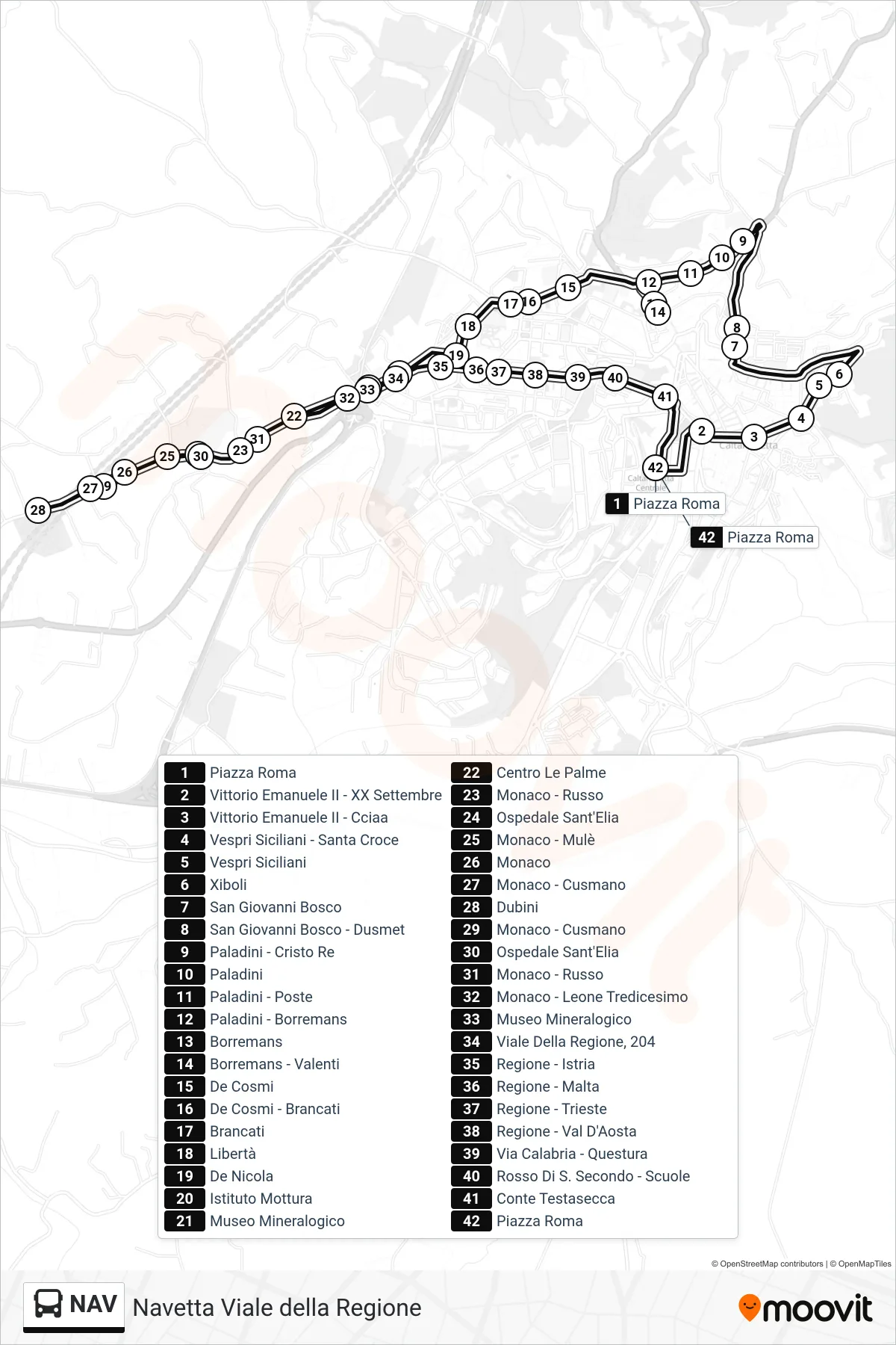 Linea NAV bus (Piazza Roma) - Percorsi e fermate sulla mappa
