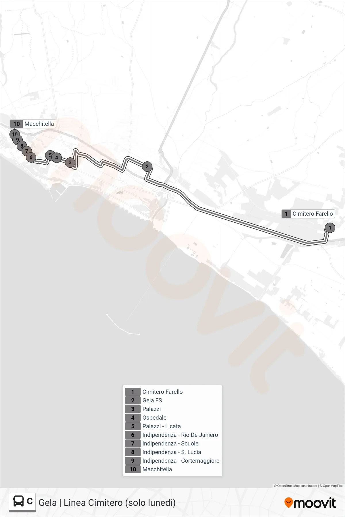 Linea C  bus (Macchitella) - Percorsi e fermate sulla mappa