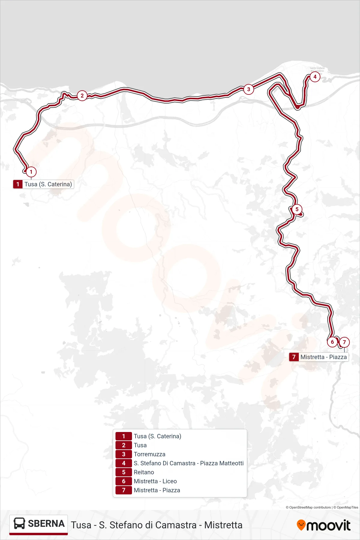 Linea SBERNA bus (Mistretta) - Percorsi e fermate sulla mappa